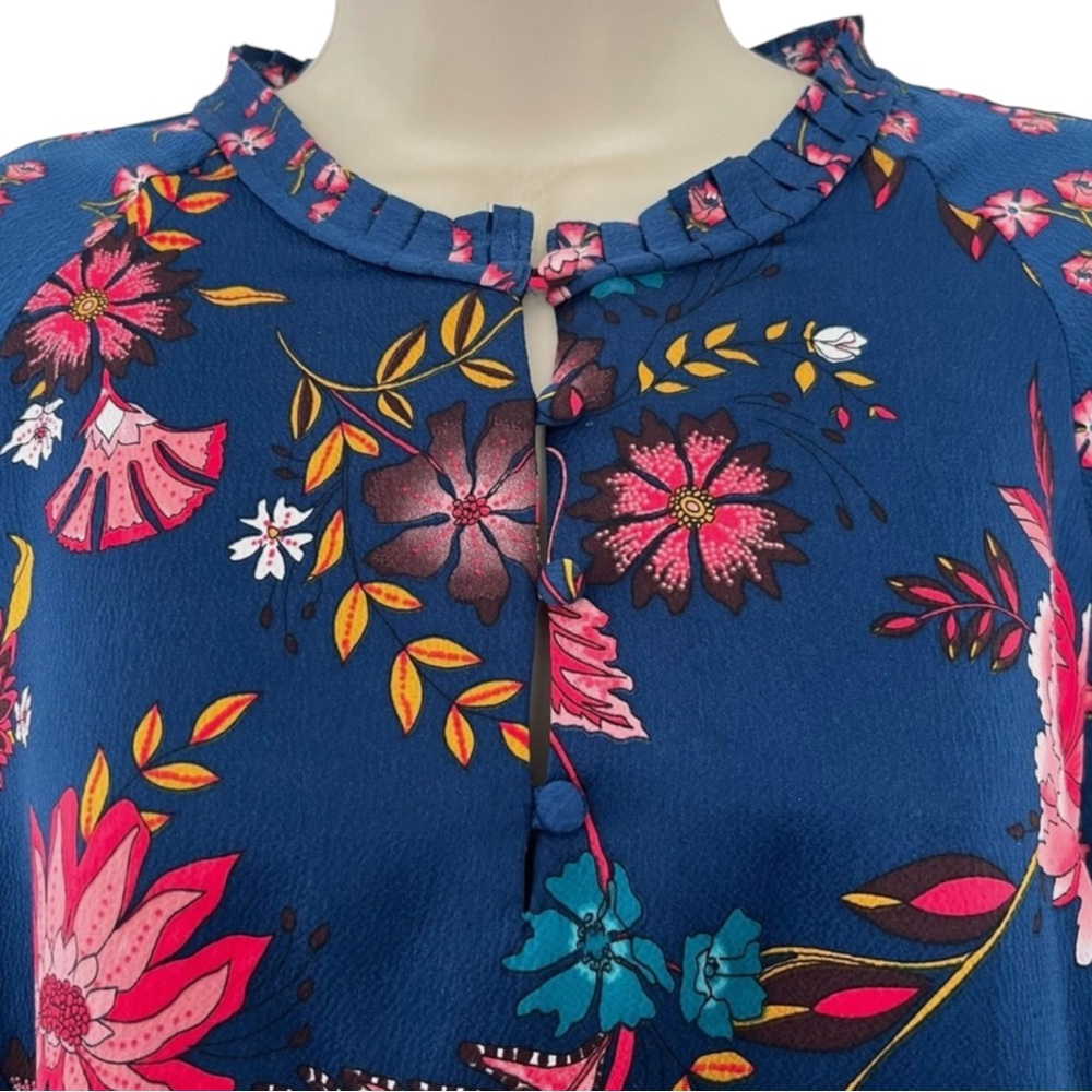 LOFT Wildflower Satin Shift Dress w/ Cuffed Balloon sleeves in Vibrant Colors MP - Picture 7 of 11